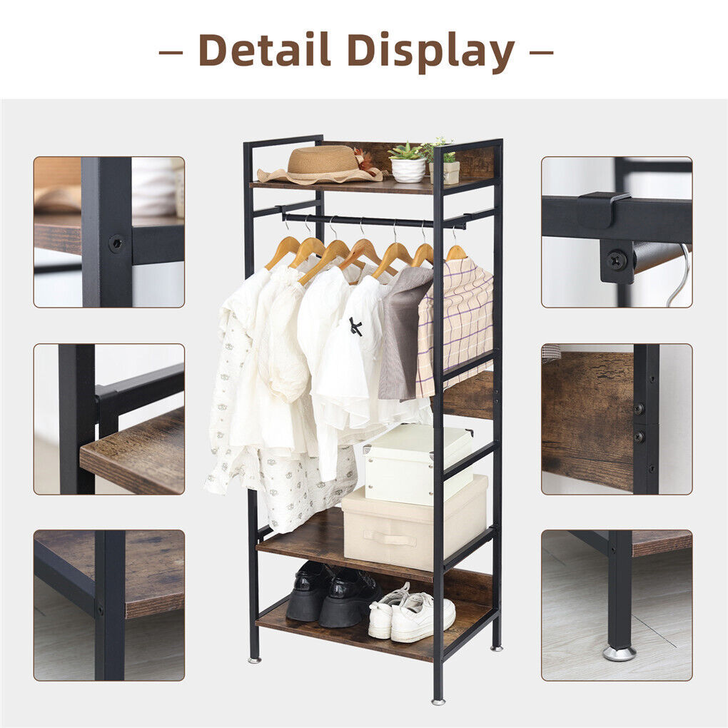 Metal Garment Rack Coat Stand MDF & Iron Organizer V178-66746