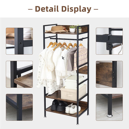 Metal Garment Rack Coat Stand MDF & Iron Organizer V178-66746