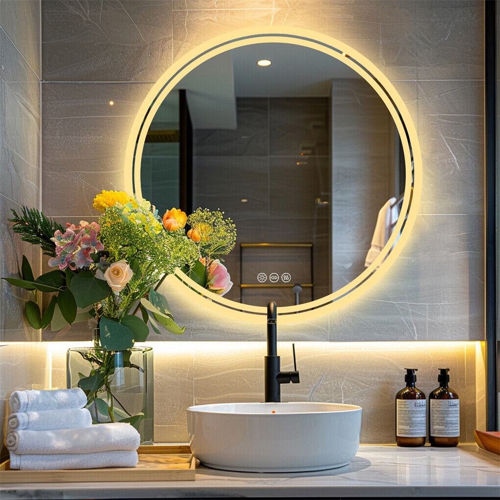 60cm LED Bathroom Mirror Anti-fog Circle Backlit HD V178-66748