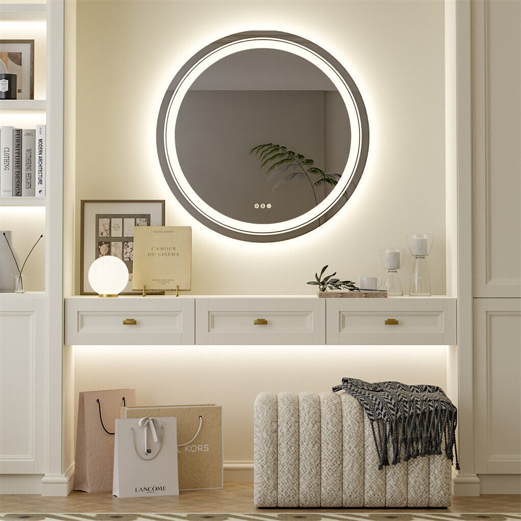 80cm LED Bathroom Mirror Anti-fog Circle Backlit HD V178-66749