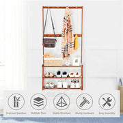 Bamboo 5-Tier Hat Coat Shoe Rack Entryway Bench Hanger Storage V178-66750