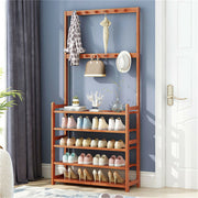 Bamboo 5-Tier Hat Coat Shoe Rack Entryway Bench Hanger Storage V178-66750