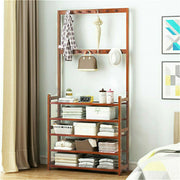 Bamboo 5-Tier Hat Coat Shoe Rack Entryway Bench Hanger Storage V178-66750