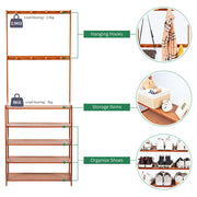 Bamboo 5-Tier Hat Coat Shoe Rack Entryway Bench Hanger Storage V178-66750
