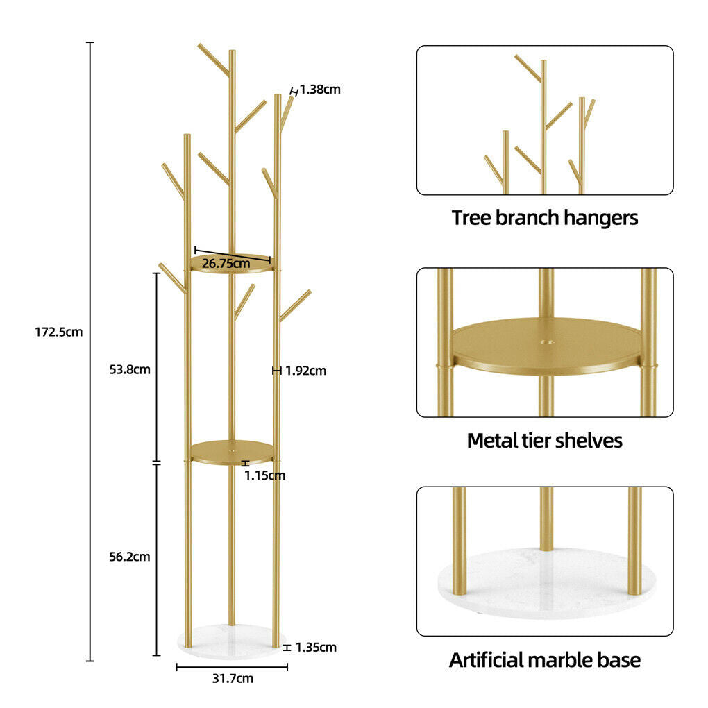 Marble & Metal Coat Rack Stand Heavy Duty V178-66751