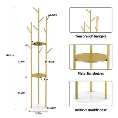 Marble & Metal Coat Rack Stand Heavy Duty V178-66751