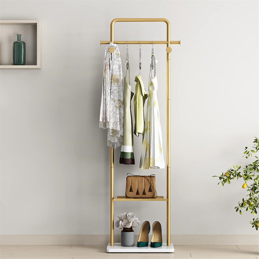 Gold Metal Coat Rack Stand Granite Base Hall Tree V178-66752