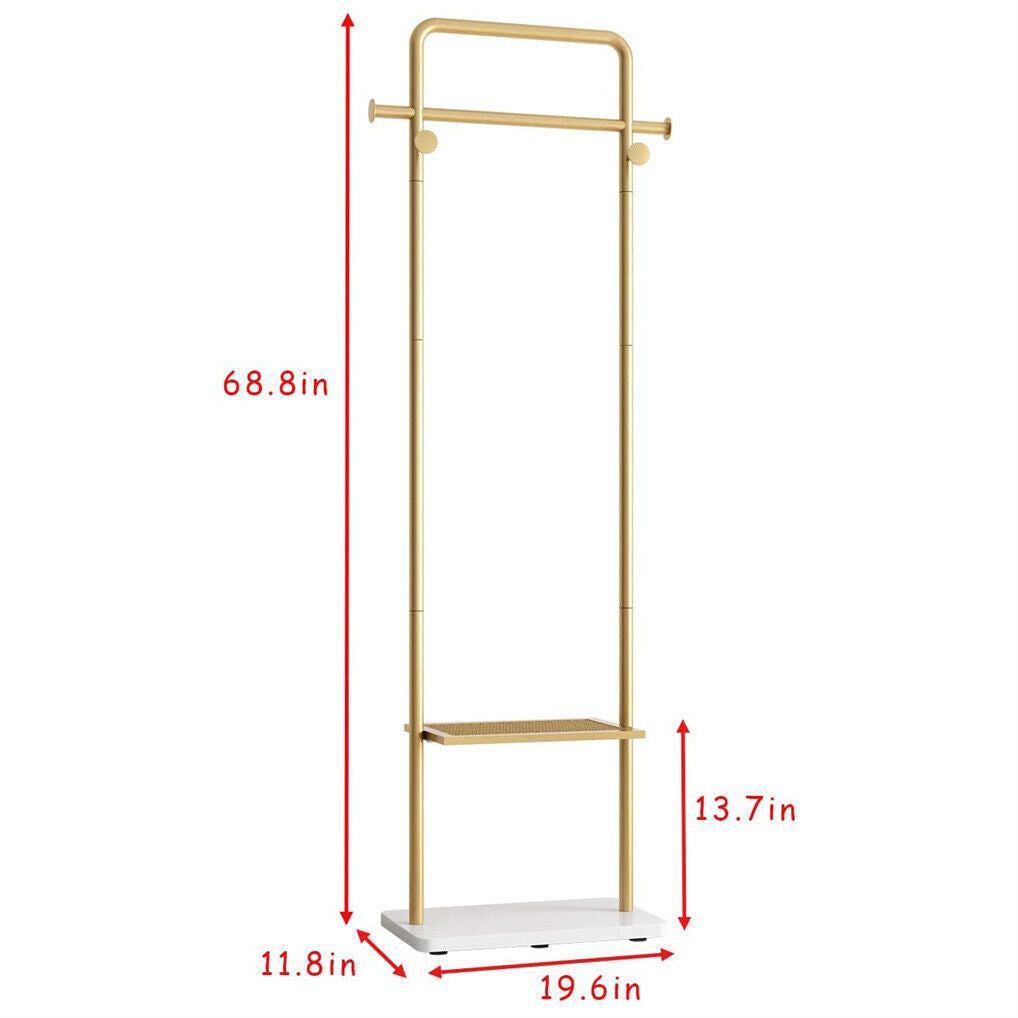 Gold Metal Coat Rack Stand Granite Base Hall Tree V178-66752