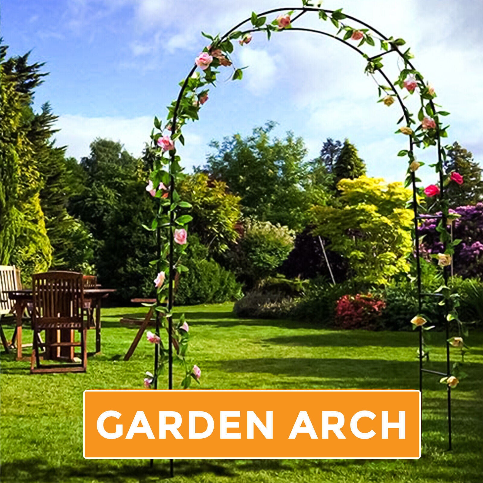 Metal Garden Arch Trellis Iron Plant Support Outdoor Climbing V178-66754