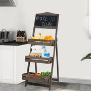 Vintage Wooden Chalkboard Easel 38x50CM with 3 Shelves V178-66756