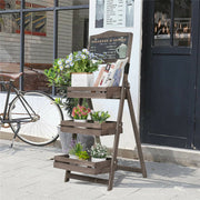 3 Tier Rustic Wood Plant Stand 38CM Corner Shelf V178-66757