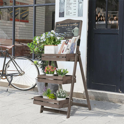 3 Tier Rustic Wood Plant Stand 38CM Corner Shelf V178-66757