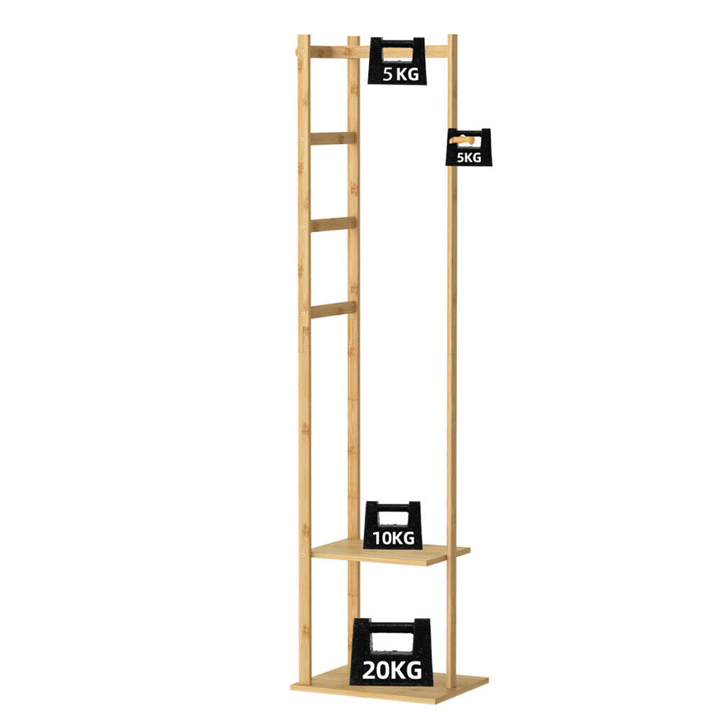 Bamboo Coat & Hat Rack Stand Shoe Shelf Thicken Wooden Hanger V178-66758