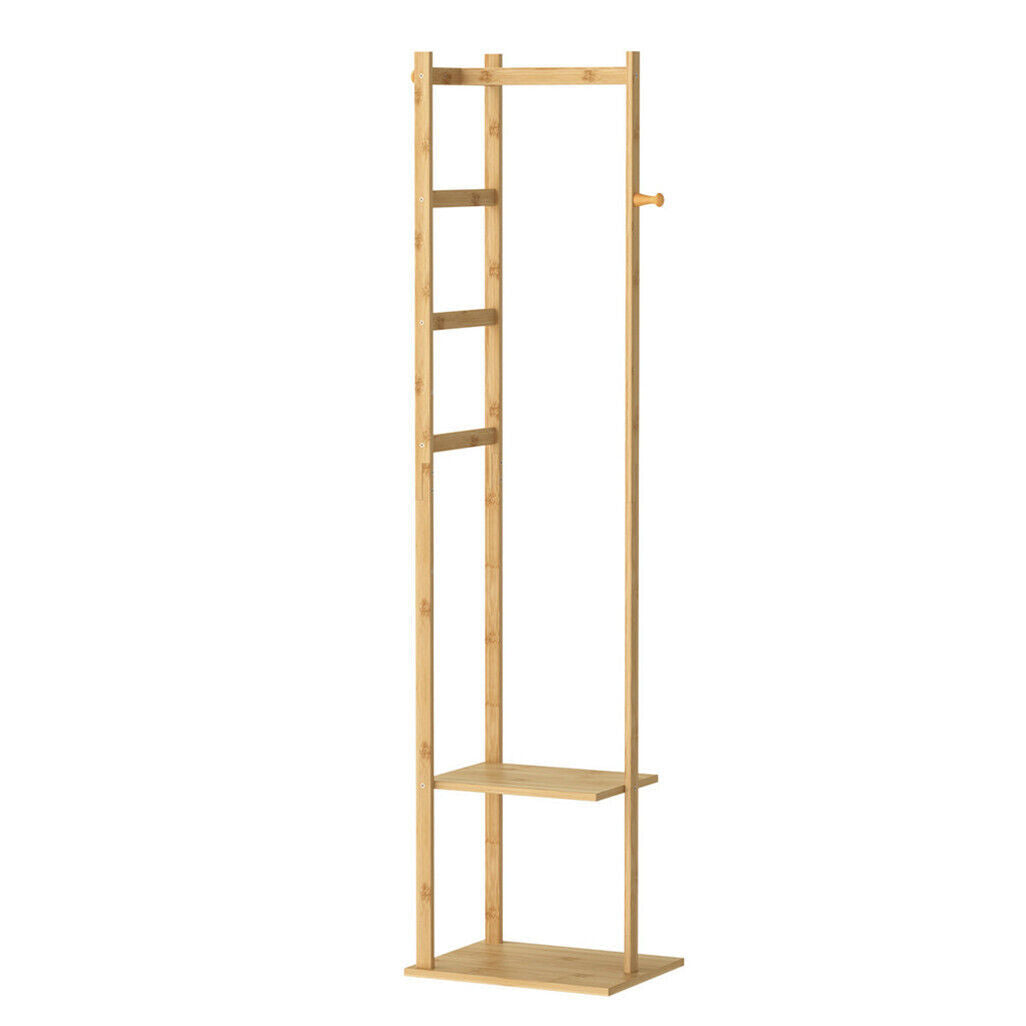 Bamboo Coat & Hat Rack Stand Shoe Shelf Thicken Wooden Hanger V178-66758