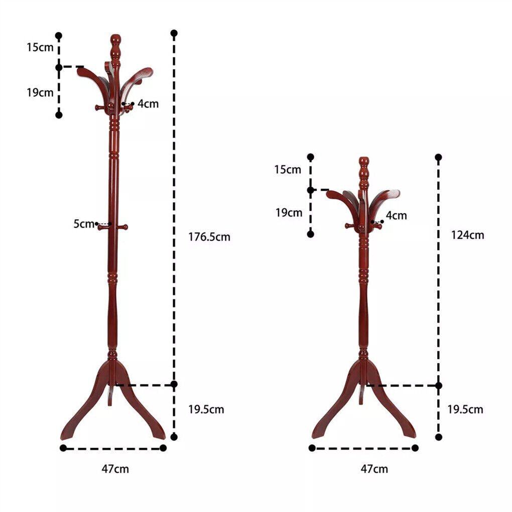 Birch Wood Coat Rack Stand Adjustable Hall Tree Entryway V178-66759