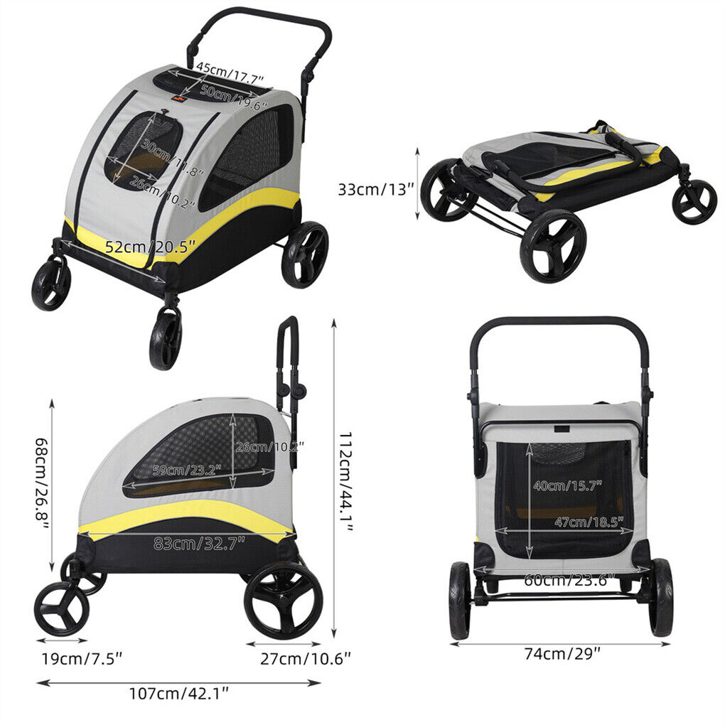 XL Dog Stroller Pet Pushchair Foldable Travel Cart V178-66760