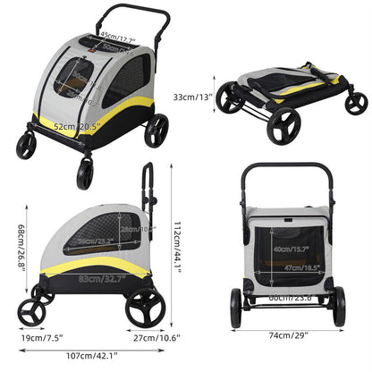 XL Dog Stroller Pet Pushchair Foldable Travel Cart V178-66760