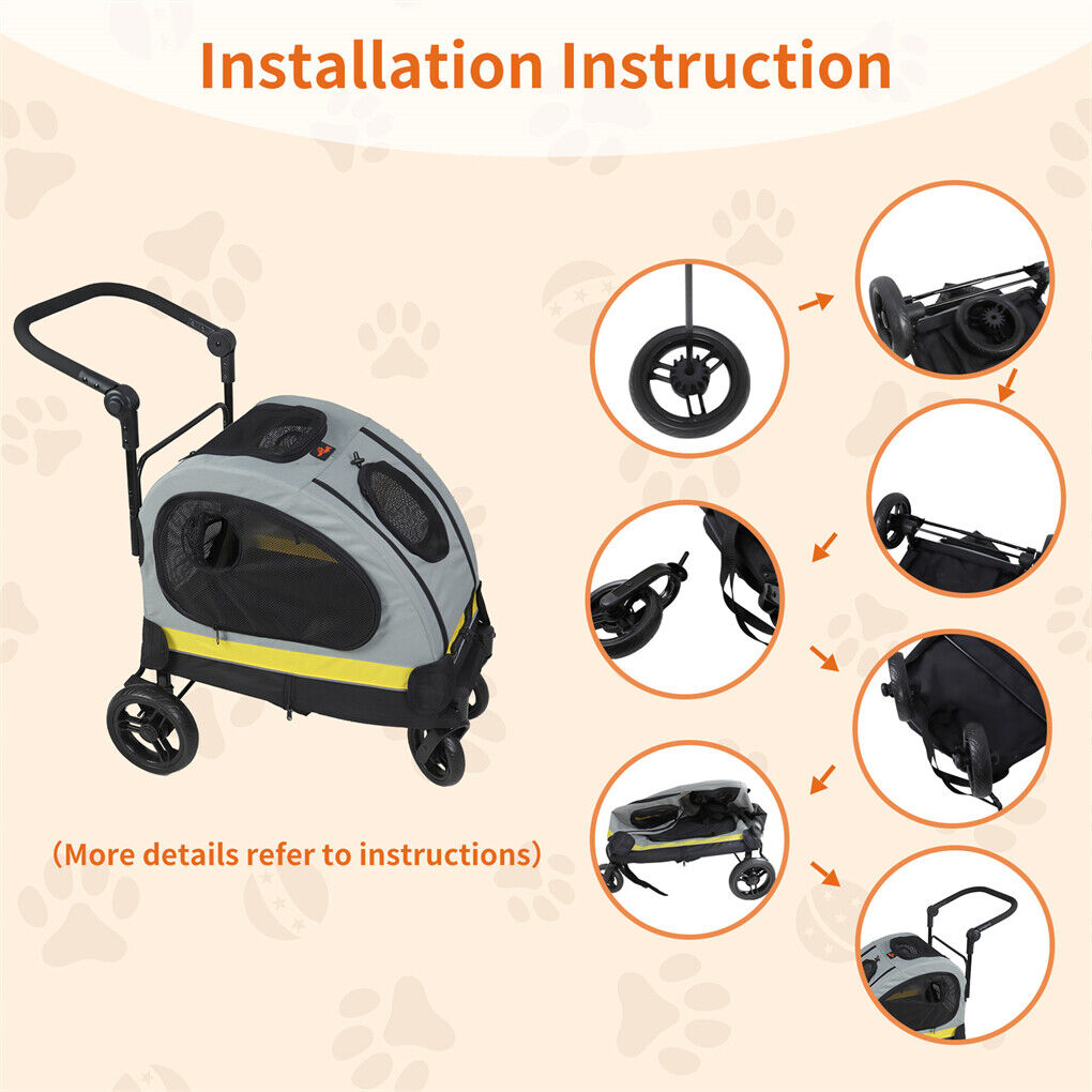 Dog Stroller Car Mounted Outdoor Pet Cart V178-66761