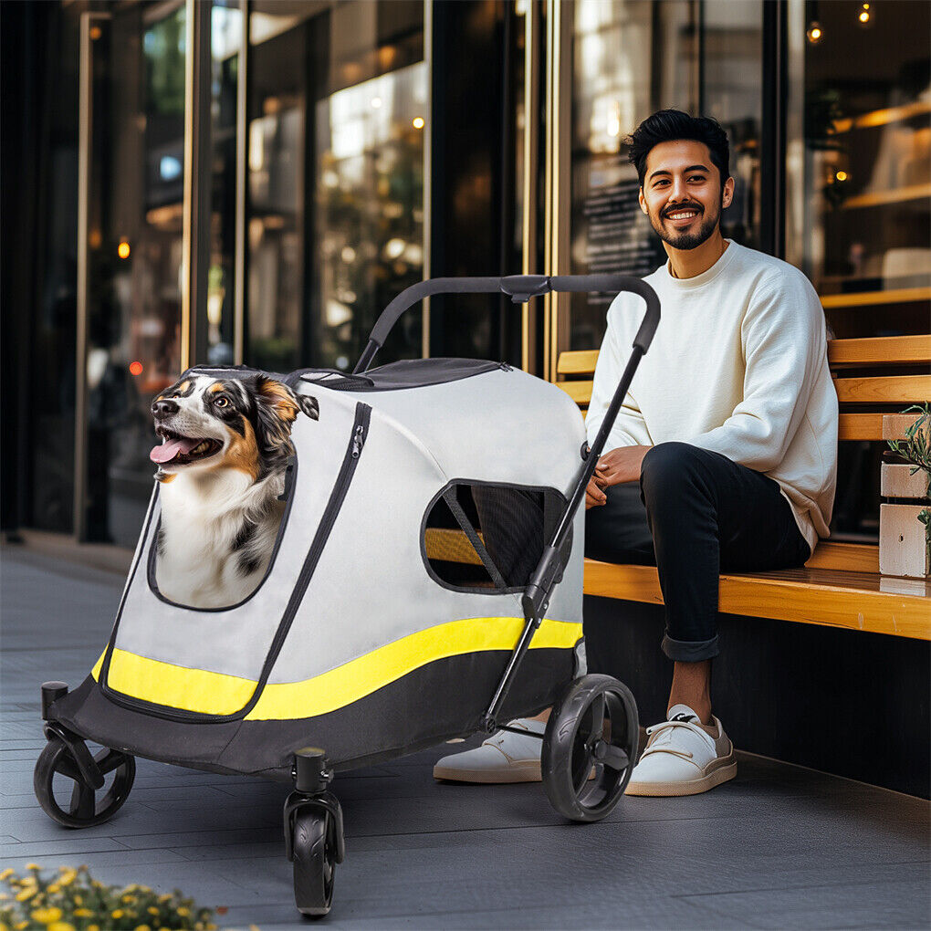 Dog Stroller w/ Rain Cover Foldable Pet Cart V178-66762