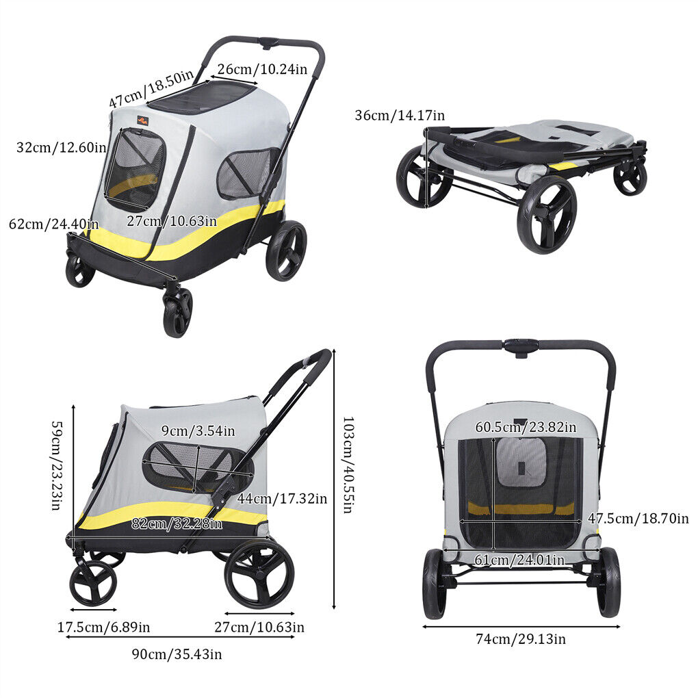 Dog Stroller w/ Rain Cover Foldable Pet Cart V178-66762