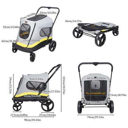 Dog Stroller w/ Rain Cover Foldable Pet Cart V178-66762