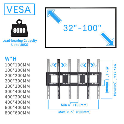 Rolling TV Stand 32-100 w/ Adjustable Mount & 2-Tier Shelf V178-66764