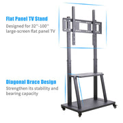 Rolling TV Stand 32-100 w/ Adjustable Mount & 2-Tier Shelf V178-66764