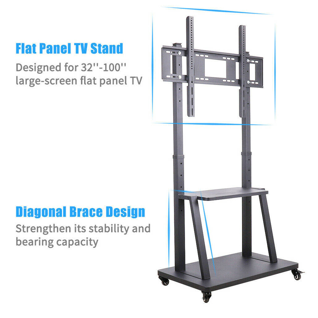 Rolling TV Stand 32-100 w/ Adjustable Mount & 2-Tier Shelf V178-66764