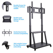 Rolling TV Stand 32-100 w/ Adjustable Mount & 2-Tier Shelf V178-66764