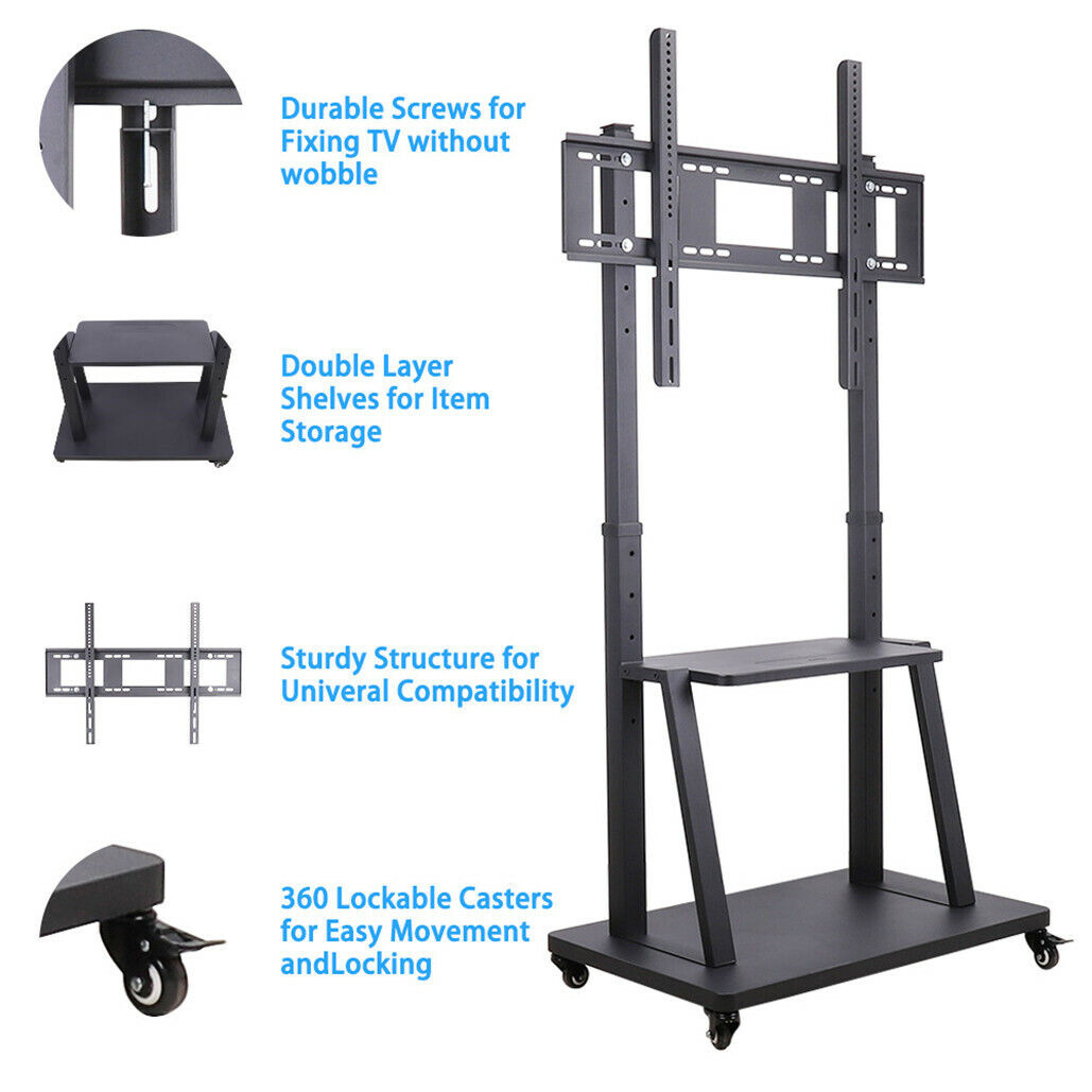 Rolling TV Stand 32-100 w/ Adjustable Mount & 2-Tier Shelf V178-66764
