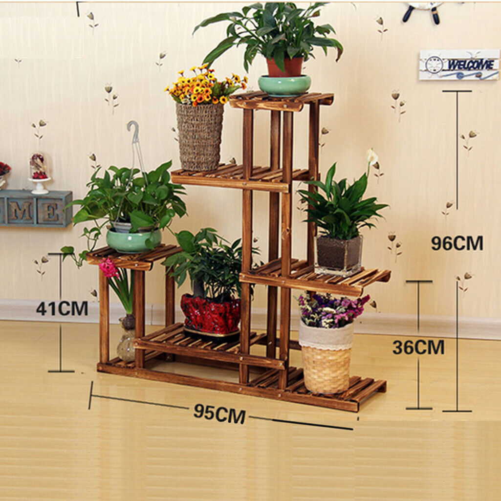 5-Tier Wooden Plant Stand Flower Display Shelf Indoor Outdoor Garden V178-66769