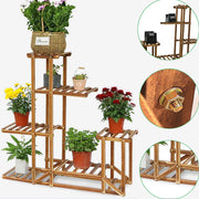 5-Tier Wooden Plant Stand Flower Display Shelf Indoor Outdoor Garden V178-66769