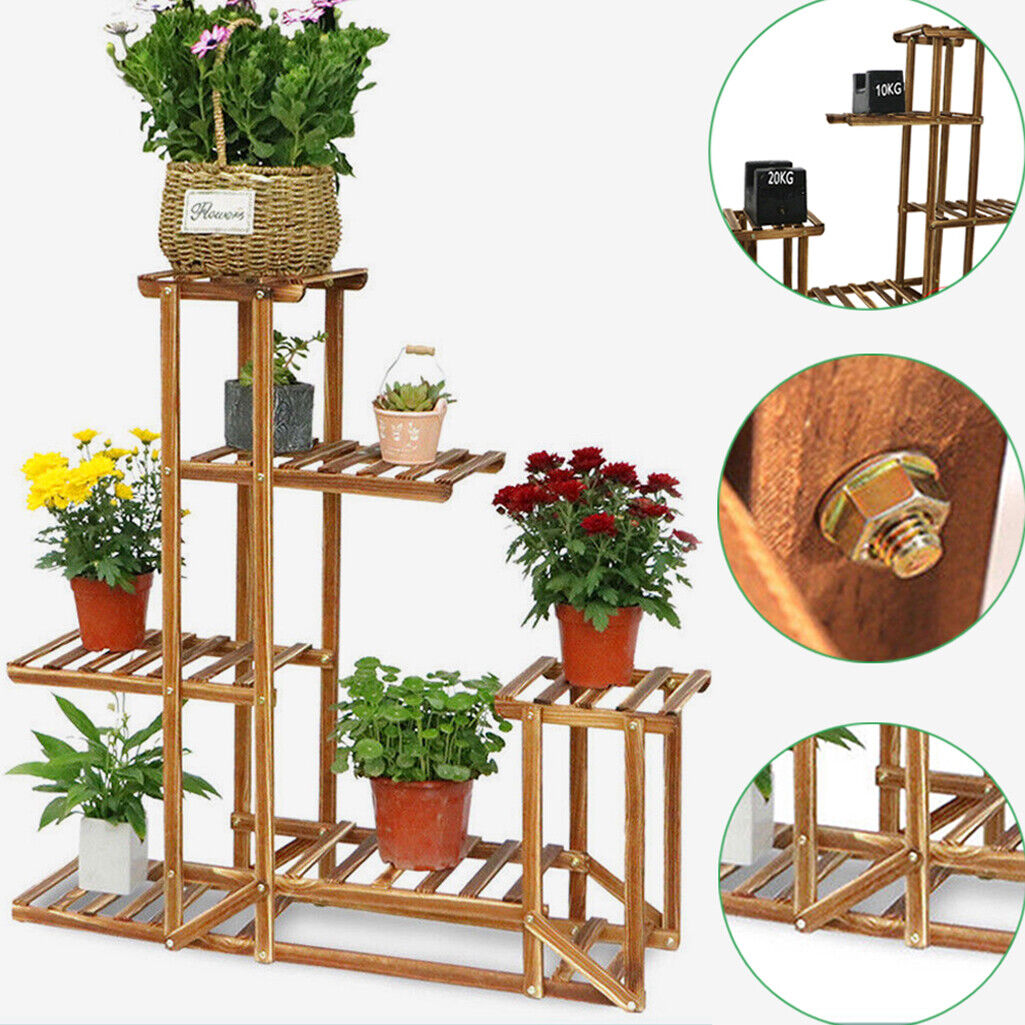 5-Tier Wooden Plant Stand Flower Display Shelf Indoor Outdoor Garden V178-66769