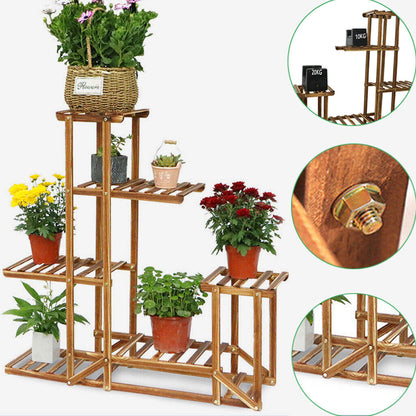 5-Tier Wooden Plant Stand Flower Display Shelf Indoor Outdoor Garden V178-66769