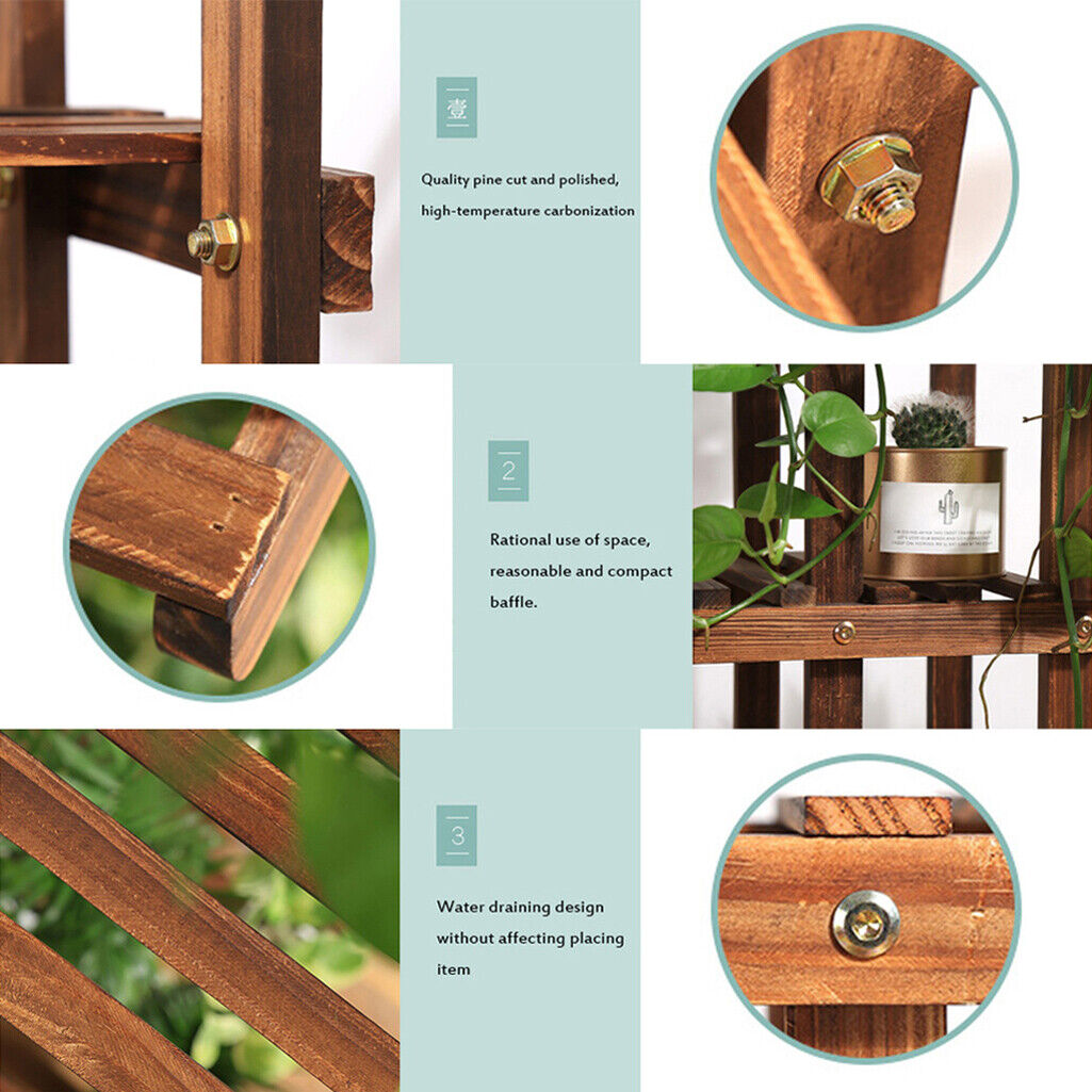 5-Tier Wooden Plant Stand Flower Display Shelf Indoor Outdoor Garden V178-66769