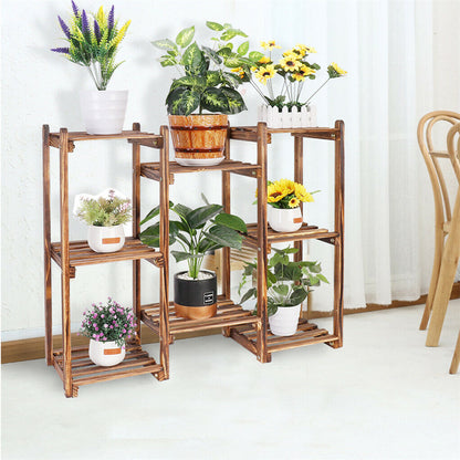 8-Tier Wooden Plant Stand Outdoor Indoor Garden Shelf V178-66770