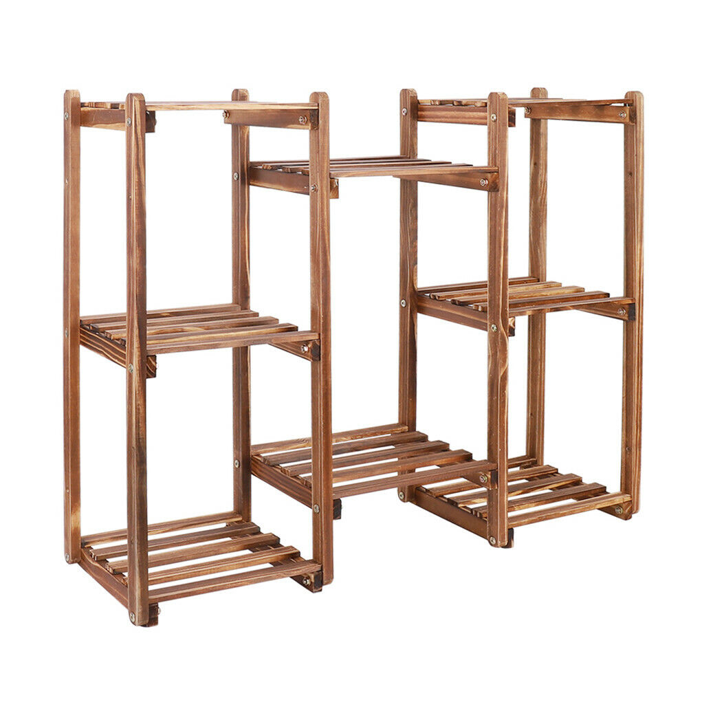 8-Tier Wooden Plant Stand Outdoor Indoor Garden Shelf V178-66770