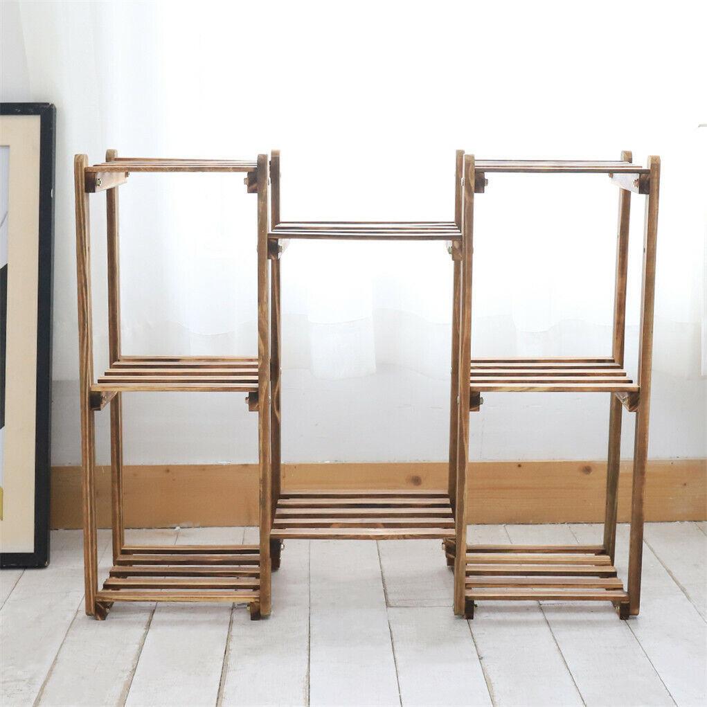 8-Tier Wooden Plant Stand Outdoor Indoor Garden Shelf V178-66770