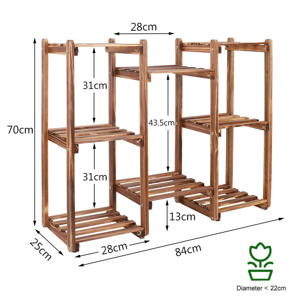 8-Tier Wooden Plant Stand Outdoor Indoor Garden Shelf V178-66770