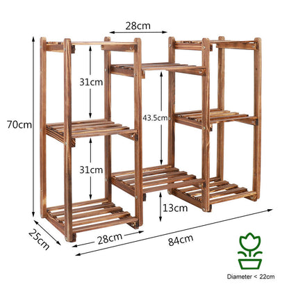 8-Tier Wooden Plant Stand Outdoor Indoor Garden Shelf V178-66770