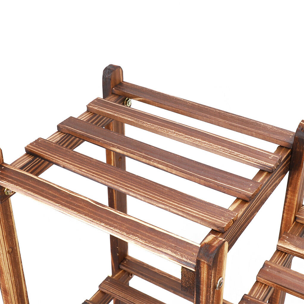 8-Tier Wooden Plant Stand Outdoor Indoor Garden Shelf V178-66770