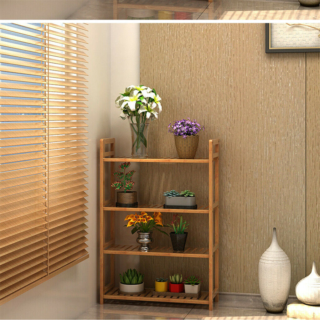 Bamboo 4 Tier Shelving Unit Kitchen Bedroom Bookshelf V178-66771