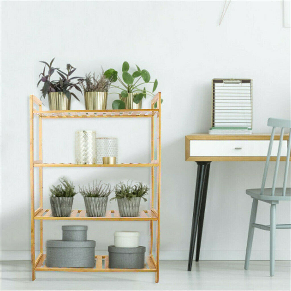 Bamboo 4 Tier Shelving Unit Kitchen Bedroom Bookshelf V178-66771