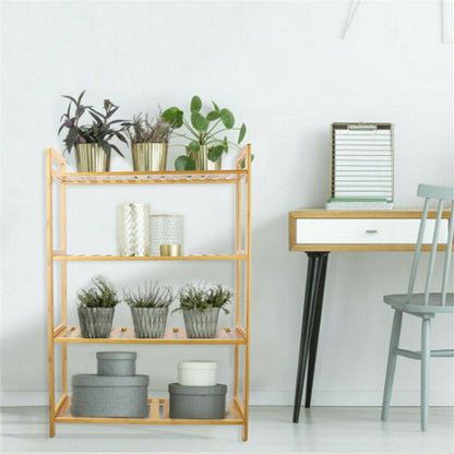 Bamboo 4 Tier Shelving Unit Kitchen Bedroom Bookshelf V178-66771