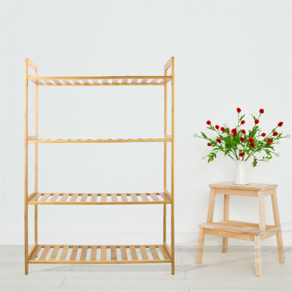 Bamboo 4 Tier Shelving Unit Kitchen Bedroom Bookshelf V178-66771