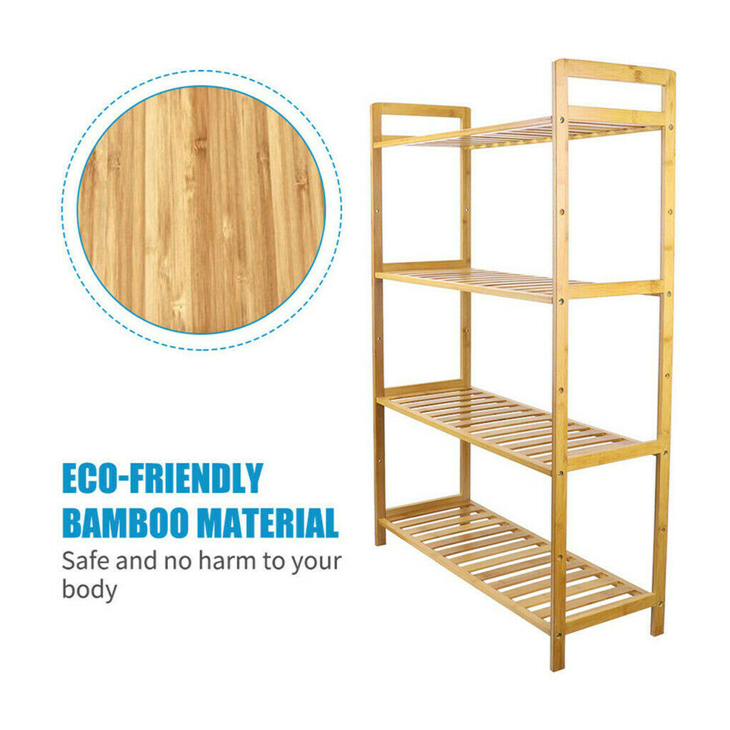 Bamboo 4 Tier Shelving Unit Kitchen Bedroom Bookshelf V178-66771