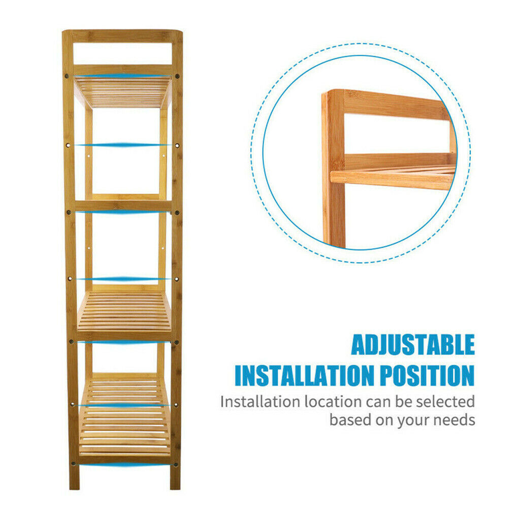 Bamboo 4 Tier Shelving Unit Kitchen Bedroom Bookshelf V178-66771
