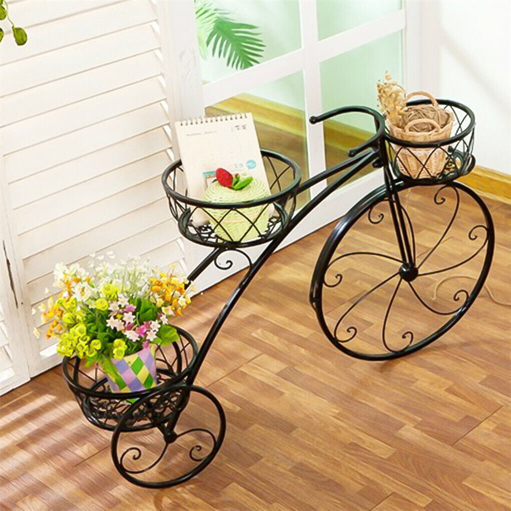 Iron Bicycle Plant Stand Rack Indoor Outdoor Garden V178-66775