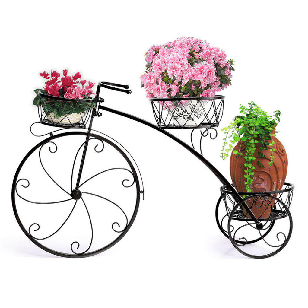 Iron Bicycle Plant Stand Rack Indoor Outdoor Garden V178-66775