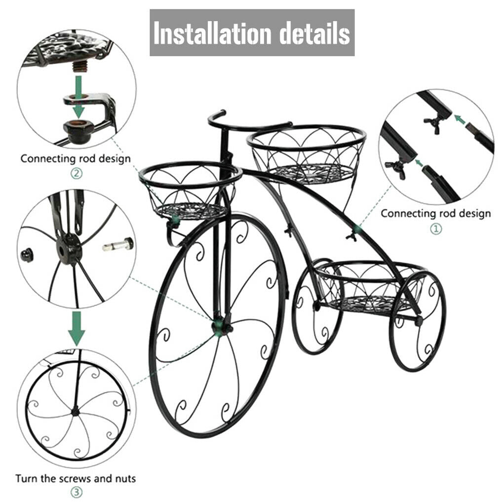 Iron Bicycle Plant Stand Rack Indoor Outdoor Garden V178-66775